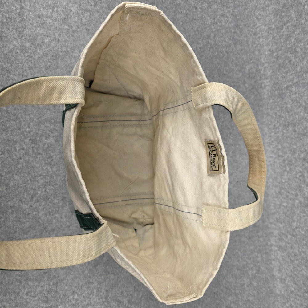 Vintage LL Bean Boat And Tote Womens Medium Beige Green Canvas Made In USA 80s - Picture 5 of 11
